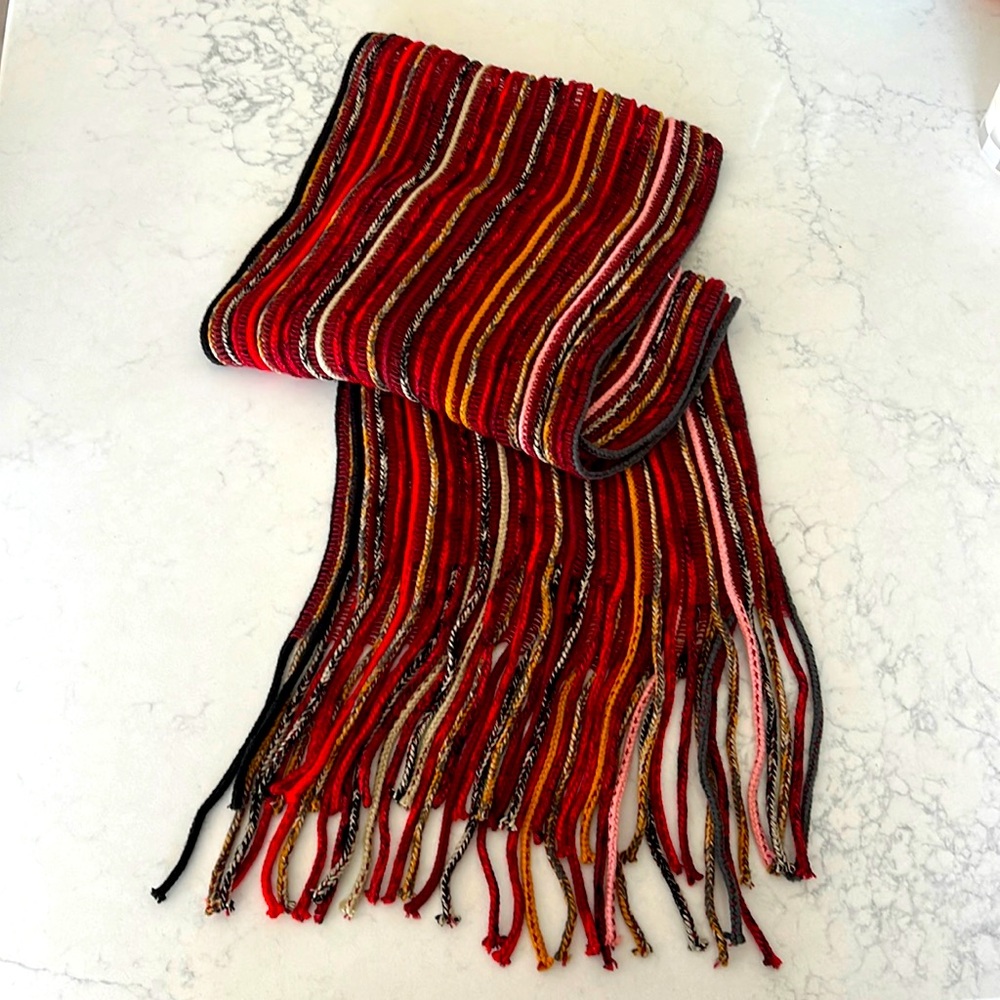 Red multicolored scarf. NWT.